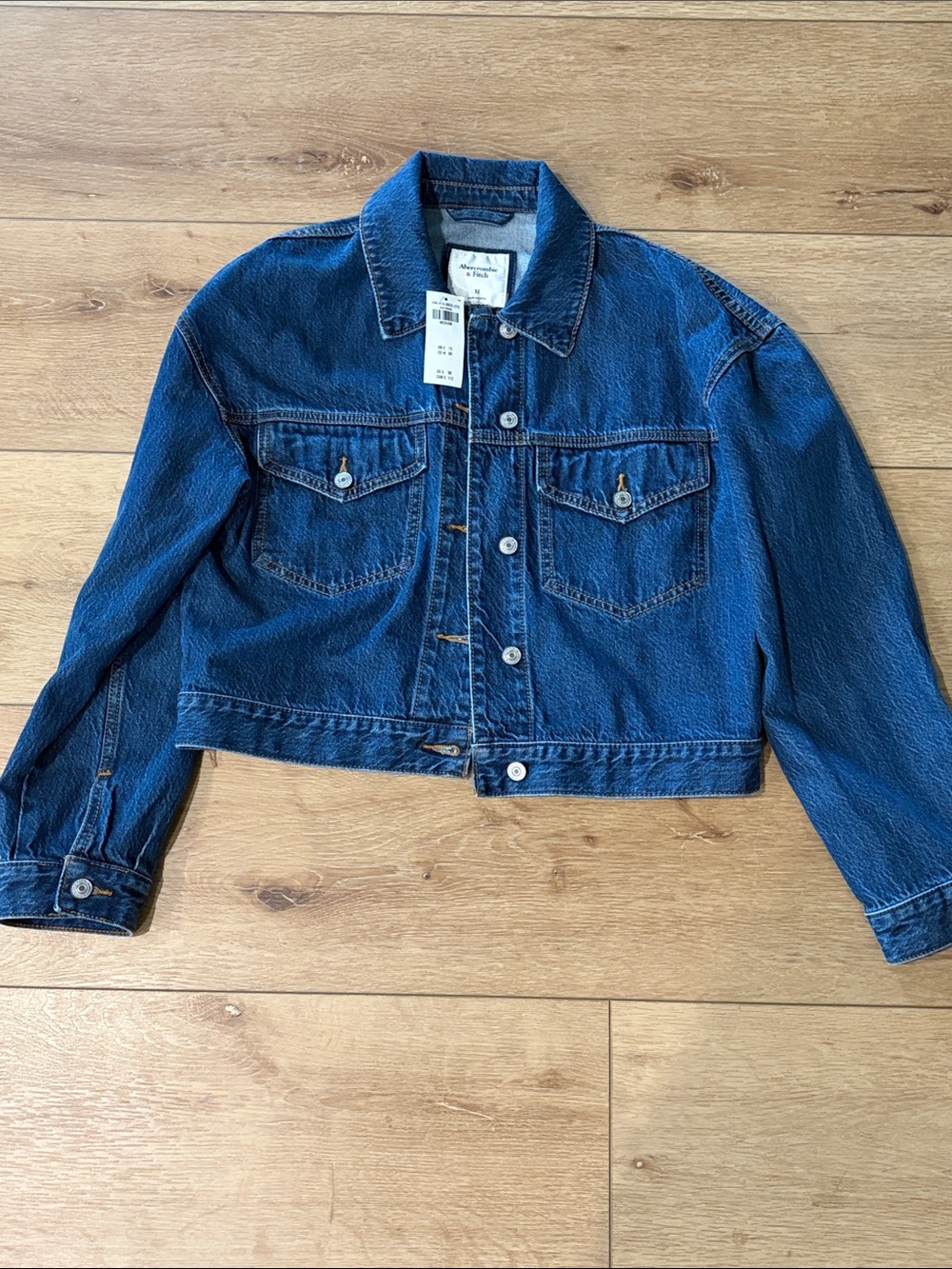 Brand new Abercrombie &Fitch denim Crop Jacket in Dark Blue